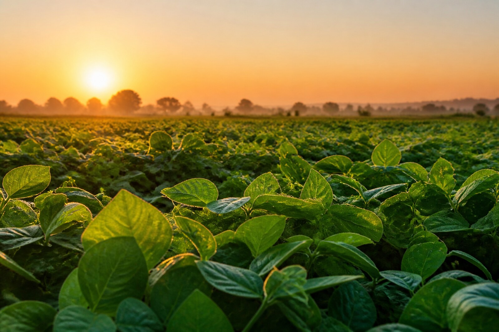 Healthy cereal canopy under soft harvest light